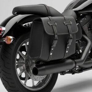 Universal Motorcycle Saddlebag Tool Bag Black Faux Leather Hard Shell Reinforced